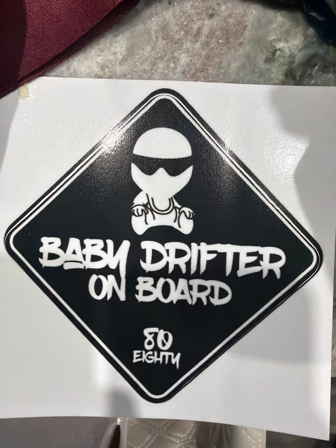 Customer photo review of 80Eighty® Baby On Board Sticker