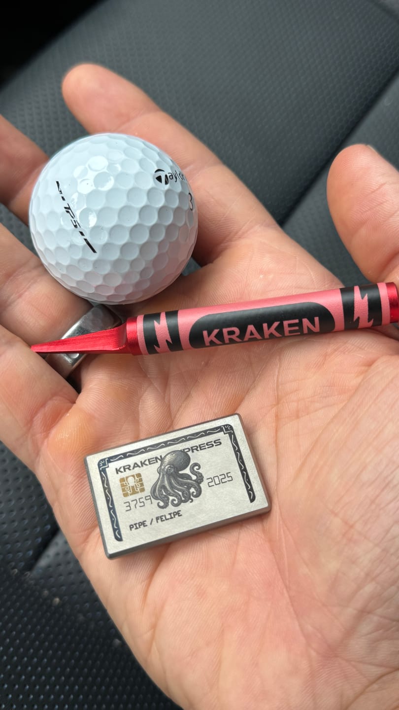 Customer photo review of The Silver Kraken Express Ball Marker | Kraken Titanium Golf Ball Marker