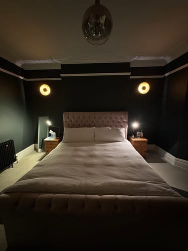Customer photo review of Everleigh Chesterfield Scroll Sleigh Bed
