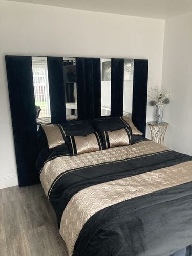Customer photo review of Mary Hybrid Mirror Wide Extended Headboard Bed
