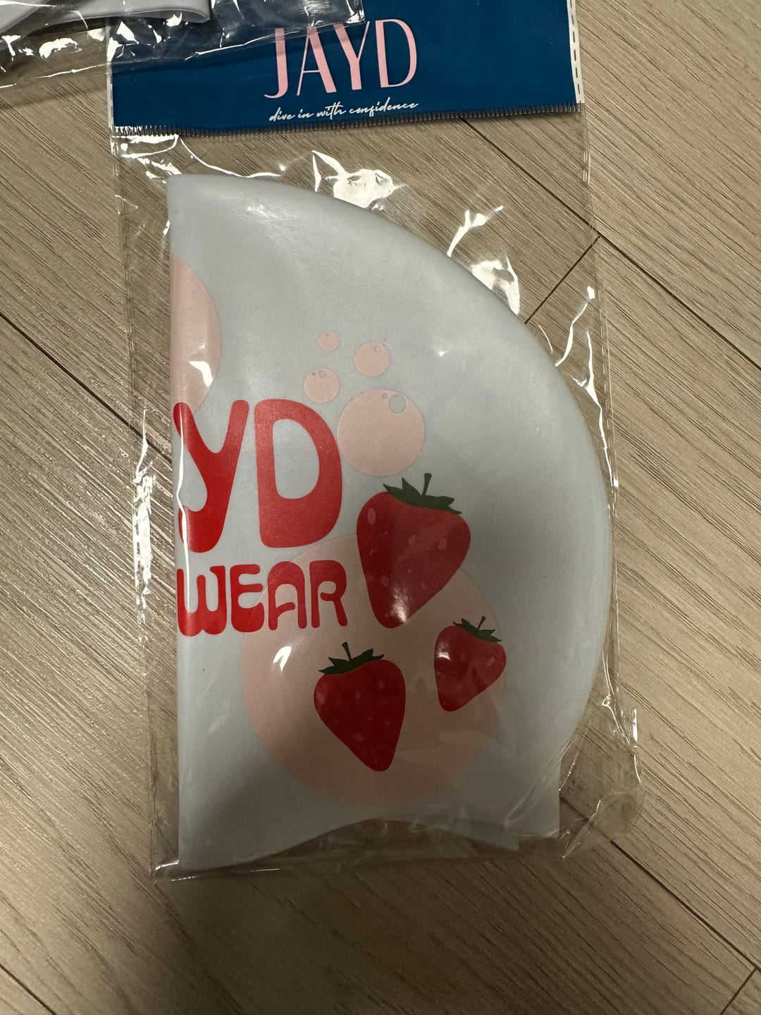 Customer photo review of JAYD Swim Cap - Strawberry Fields