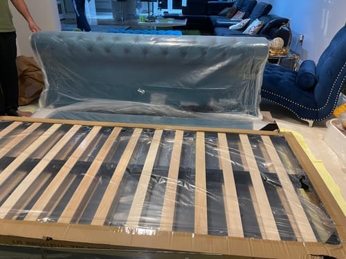 Customer photo review of Armani Curve Foot Style Chesterfield Scroll Sleigh Bed