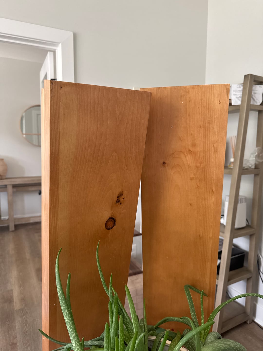 Customer photo review of Modern 3" Thick Pine Floating Shelves
