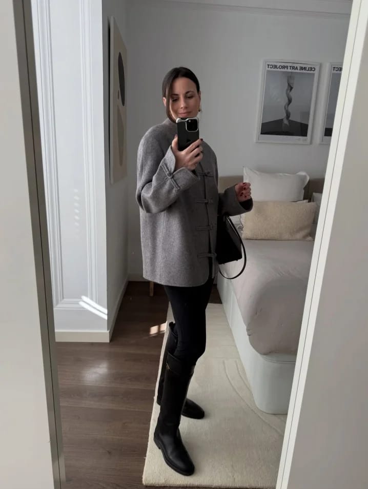 Customer photo review of Gloria Double-Faced Knot Mandarin Jacket