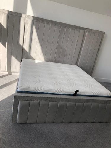 Customer photo review of Harold Wide Headboard Panelled Stripe Bed