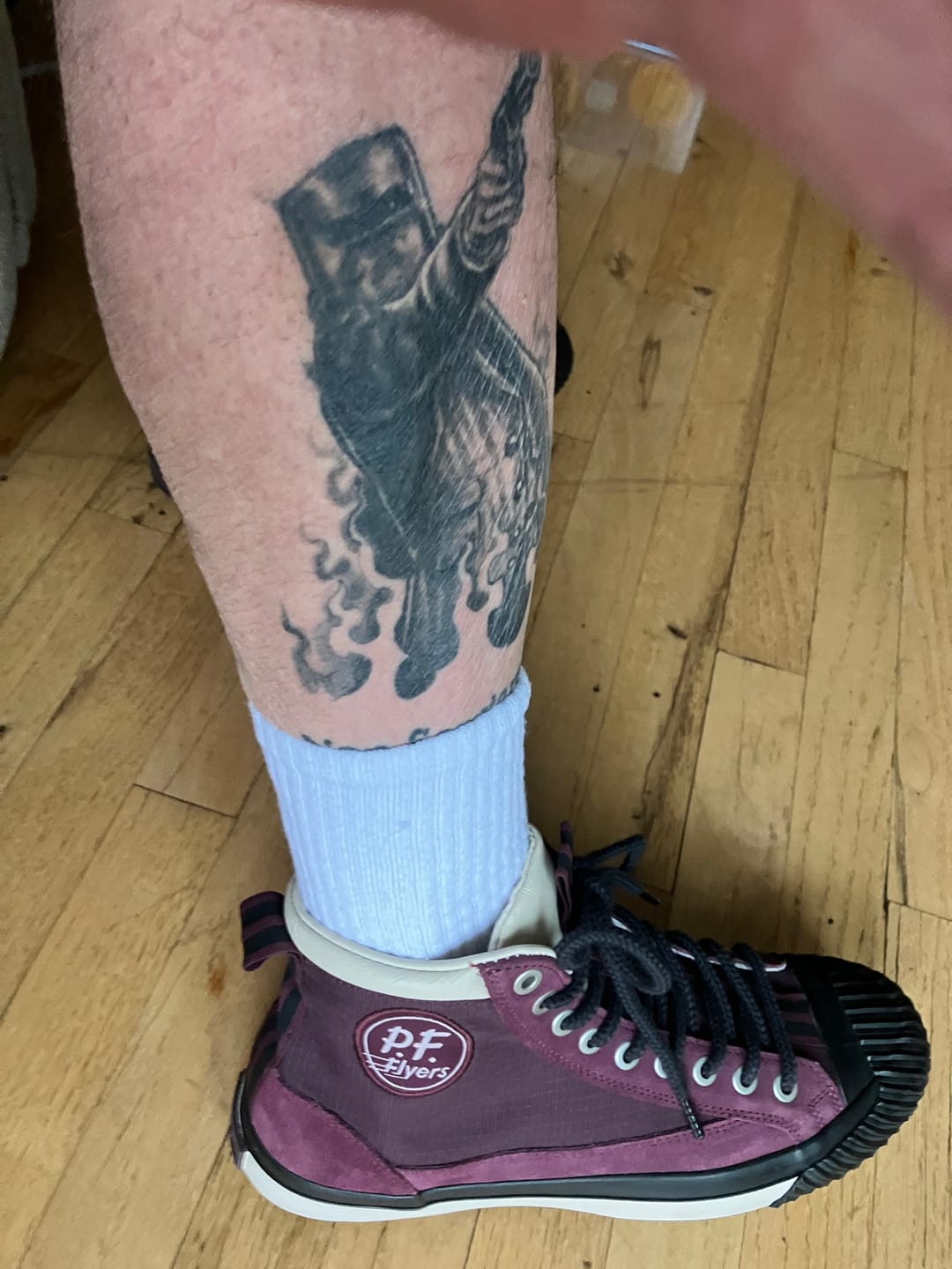 Customer photo review of Grounder Hiker High-Top Burgundy/Black