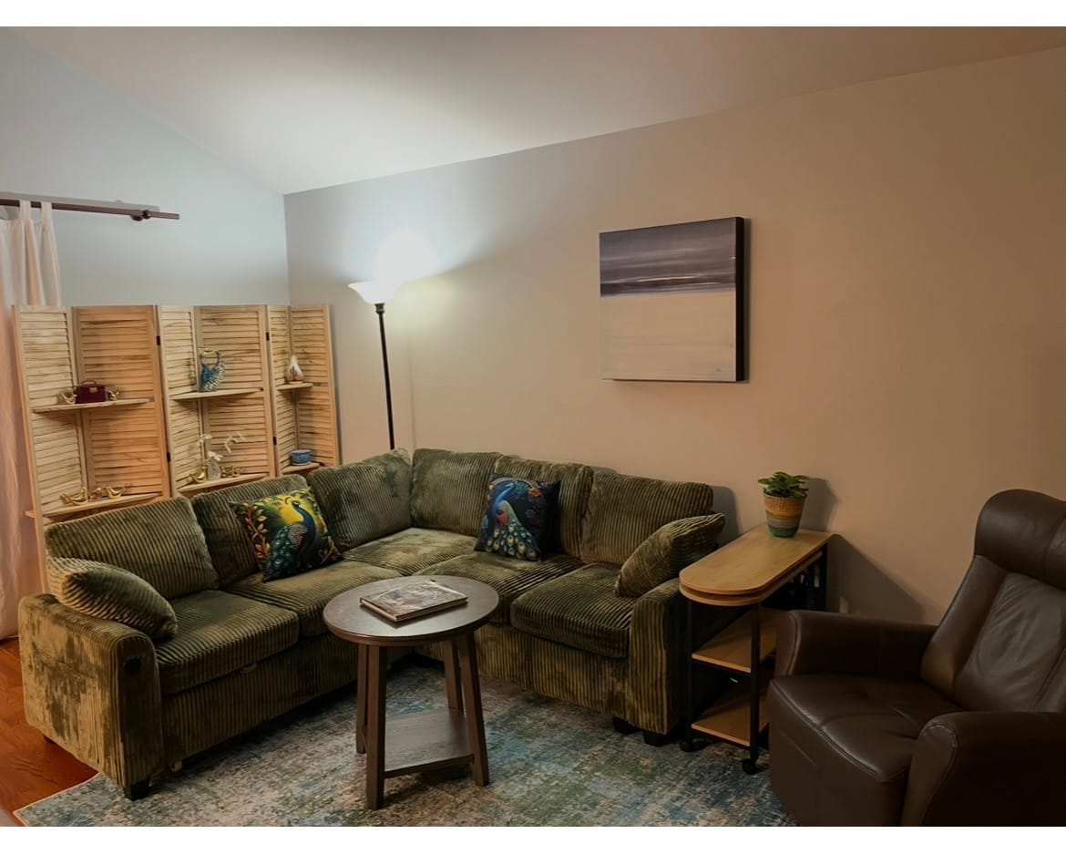 Customer photo review of Chenille Pull Out Sleeper Sofa with Storage Ottoman