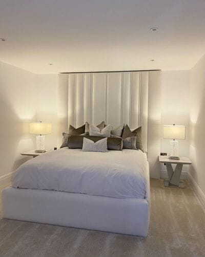Customer photo review of Medburn Wide Headboard Panel Stripe Bed