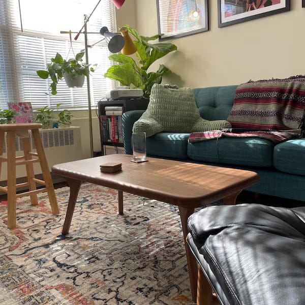 Customer photo review of Sidney Rectangular Cocktail Table - Solid Walnut Wood - Mid Century Modern Design