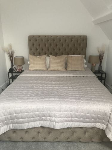 Customer photo review of Mila Designer Sleigh Scroll Storage Drawer Divan Bed