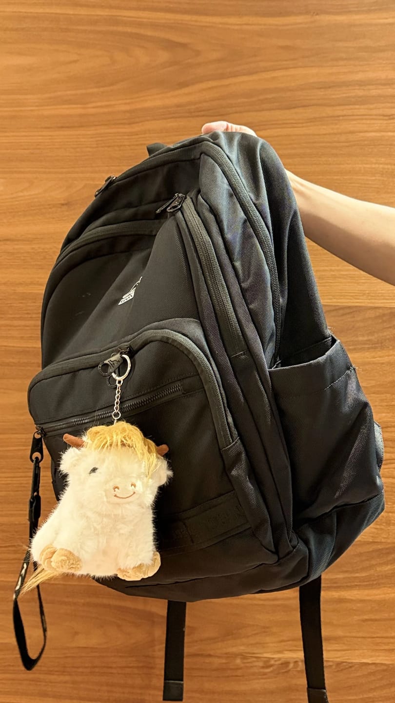 Customer photo review of Highland Cow Bag Charm