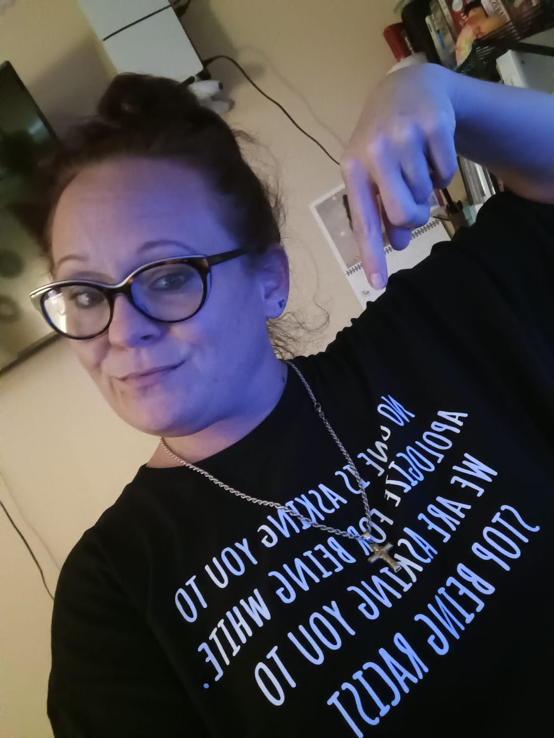 Customer photo review of If you're white in America, IMMIGRATION is your origin story Unisex Tee