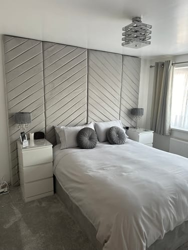 Customer photo review of Addison Chesterfield Cross Panel Bed