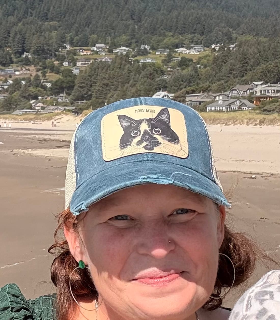Customer photo review of Custom Cat Portrait Trucker Hat | Personalized Vegan Leather Patch Cap from Your Photo