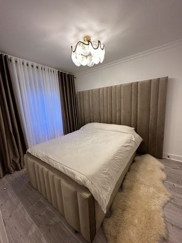 Customer photo review of Mary Wide Headboard Panelled Stripe Bed