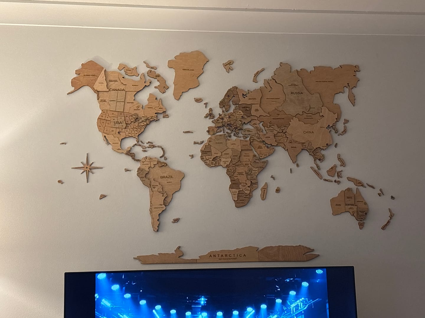 Customer photo review of 3D Wooden World Map Multicolor