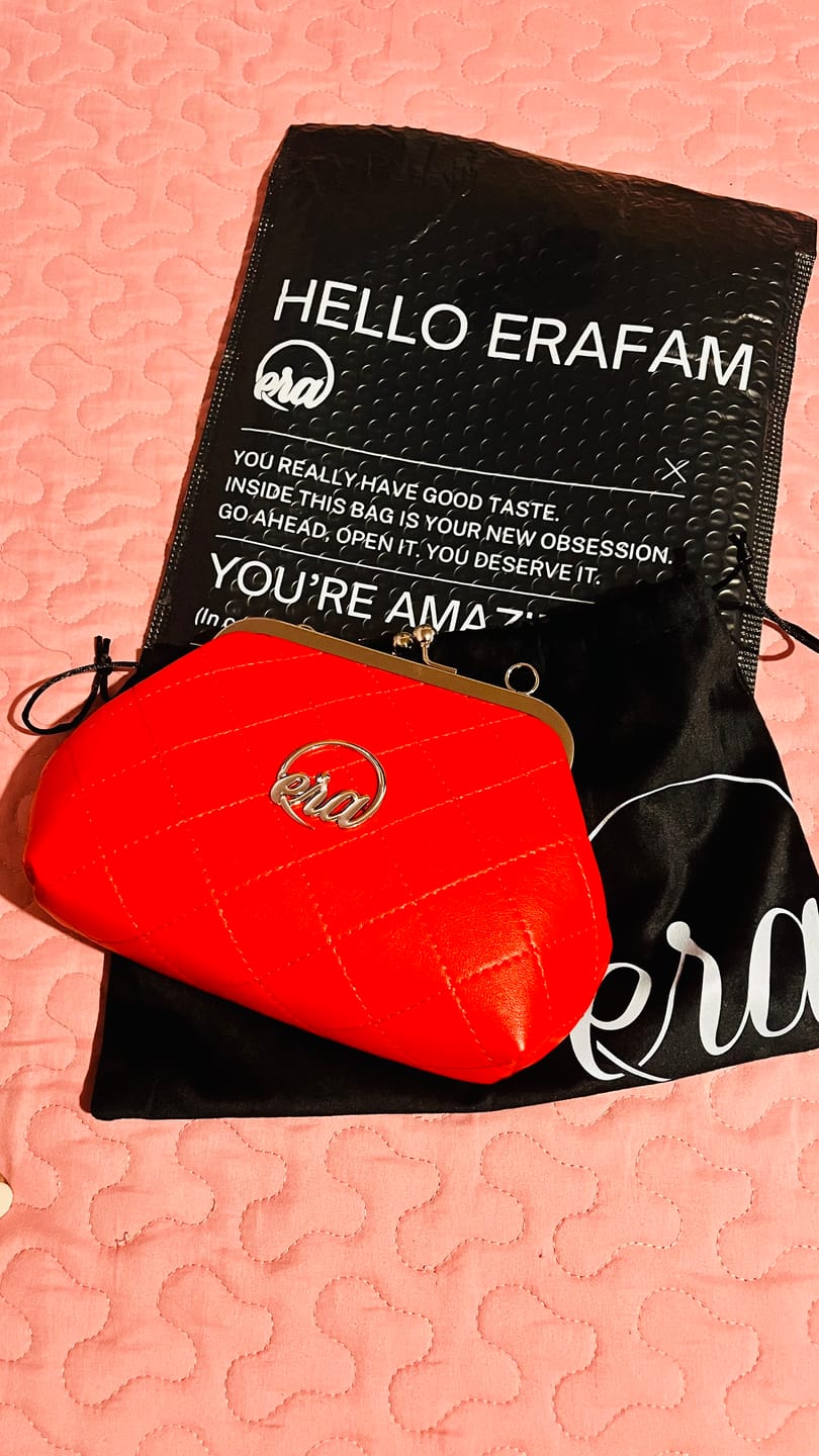 Customer photo review of ERA Mini Kisslock Chain Bag – Red