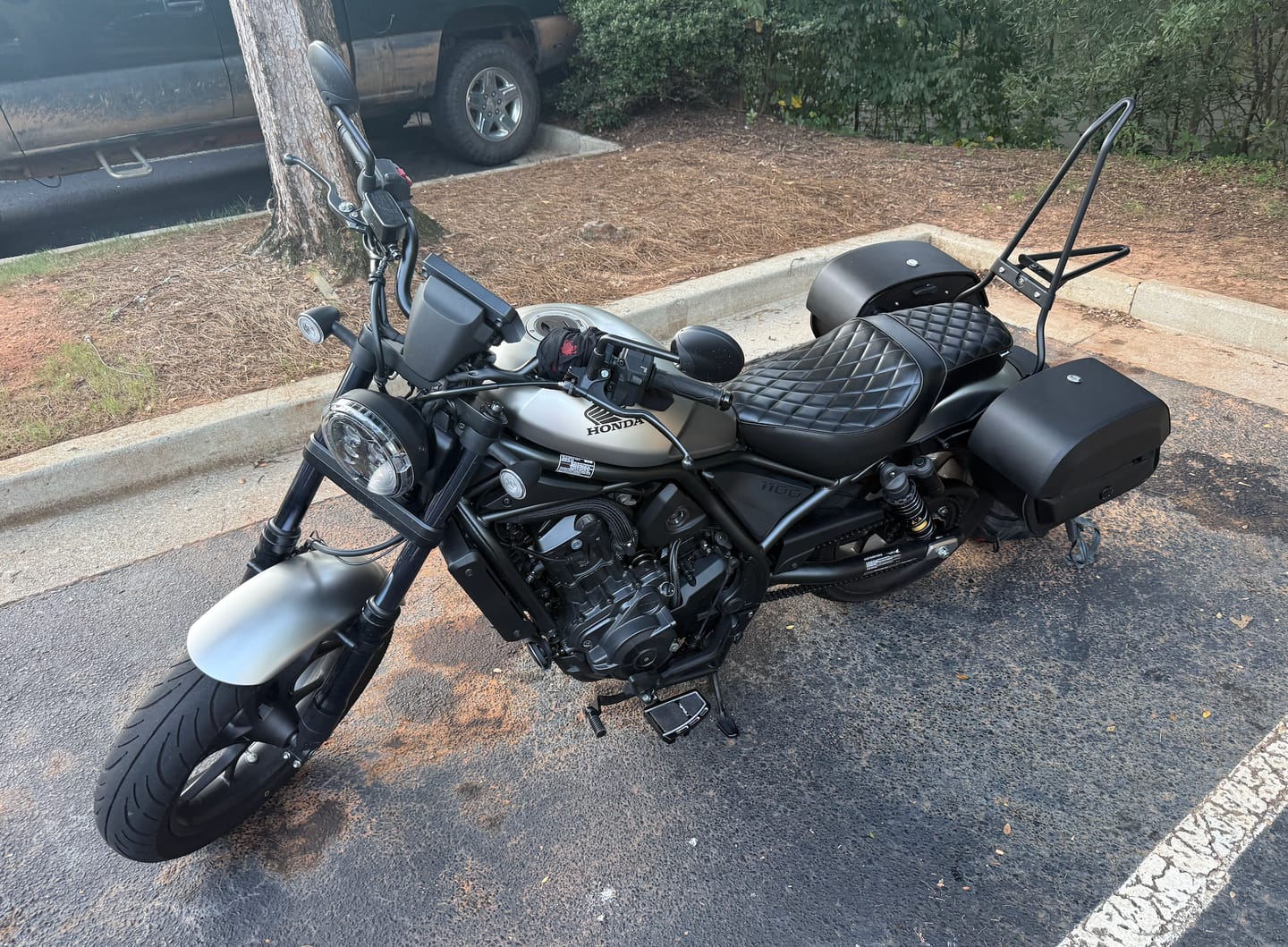 Customer photo review of Iron Born Blade 25" Sissy Bar with Foldable Luggage Rack for Honda Rebel 1100 CMX1100 Matte Black