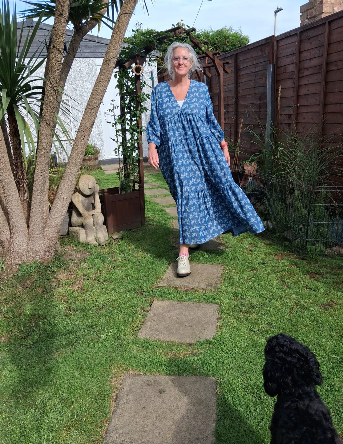 Customer photo review of Petite Meadow Chambray Denim Fabric