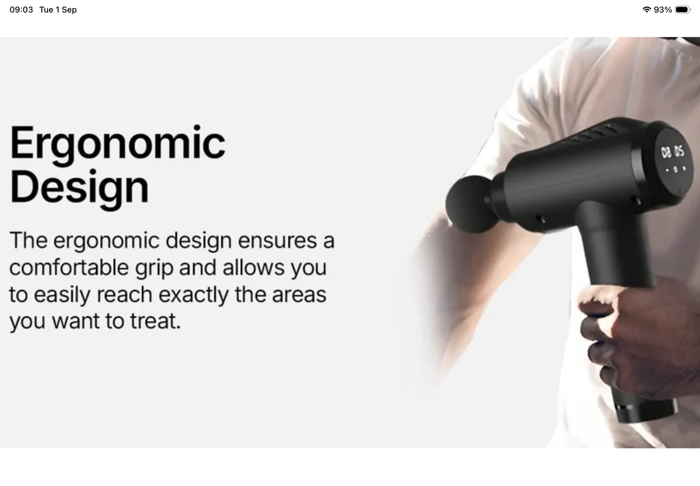 Customer photo review of Massage Gun V1 Ultra – Deep-Tissue Technology with 3,600 Pulses/Min, 30 Adjustable Speeds & 10 Pro Attachments for Full-Body Muscle Relief