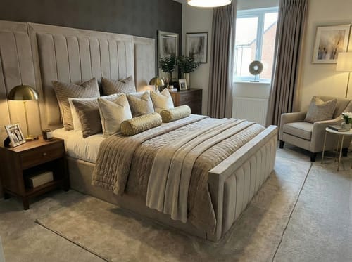 Customer photo review of Harold Wide Headboard Panelled Stripe Bed