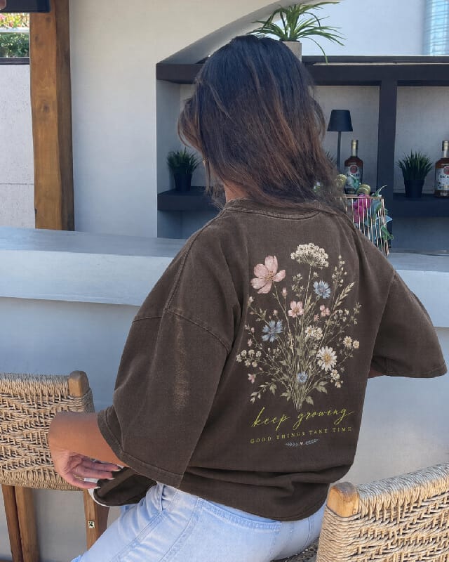 Customer photo review of Keep Growing Floral Washed Print Tee
