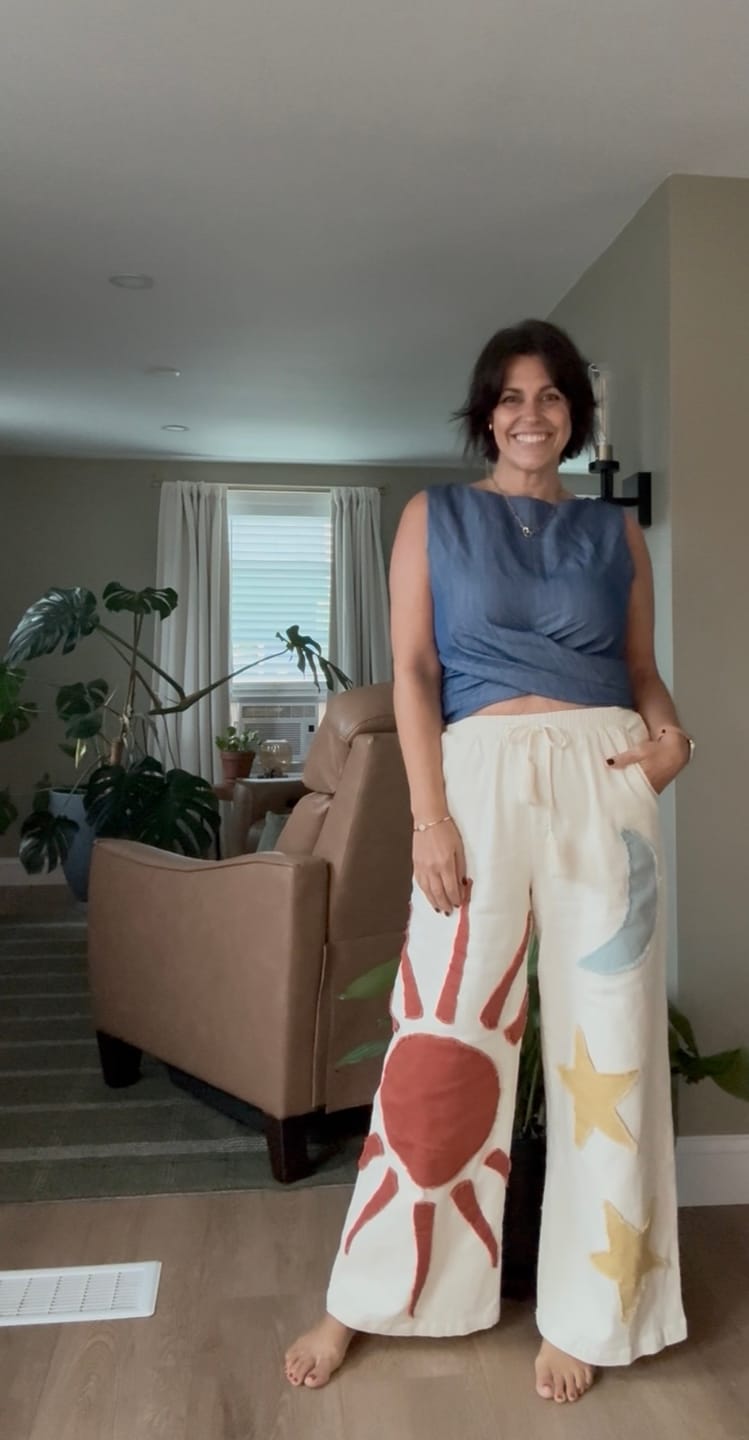 Customer photo review of Summer Solstice Patch Wide Leg Pants
