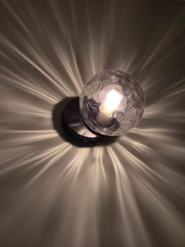 Customer photo review of Sirius Glass Globe Wall Sconce with Black Finish