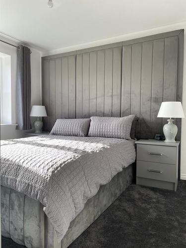 Customer photo review of Harold Wide Headboard Panelled Stripe Bed