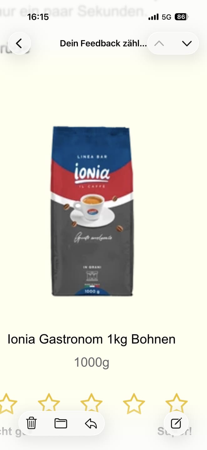 Customer photo review of Ionia Gastronom 1kg Bohnen