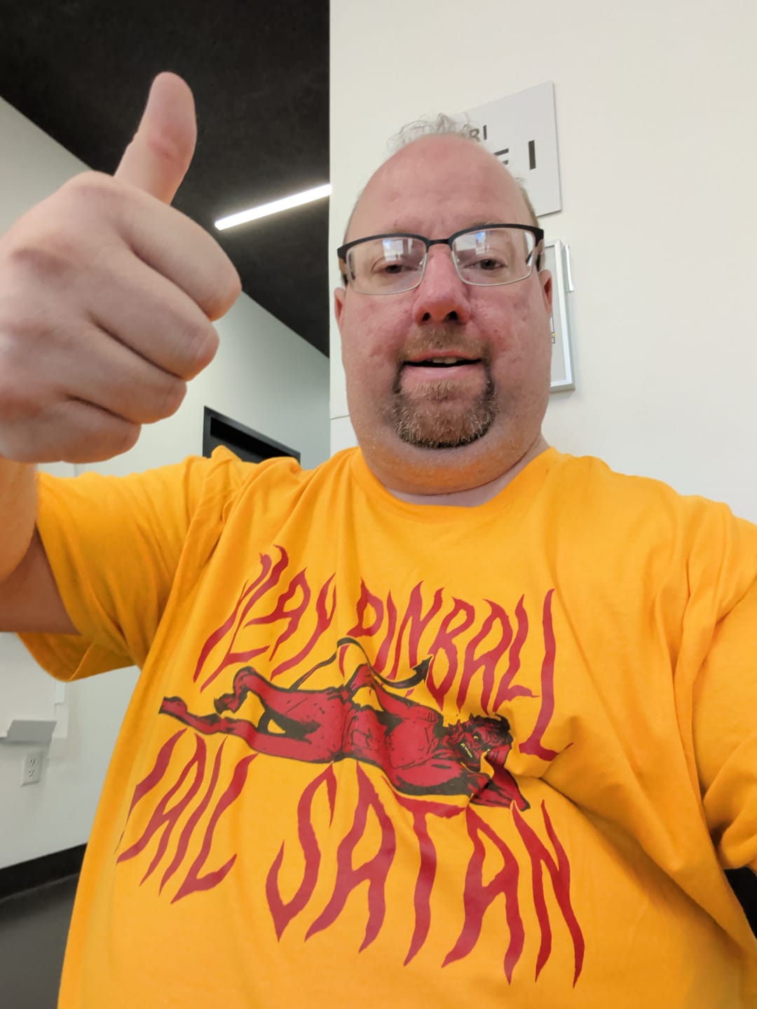 Customer photo review of Play Pinball Hail Satan T-Shirt