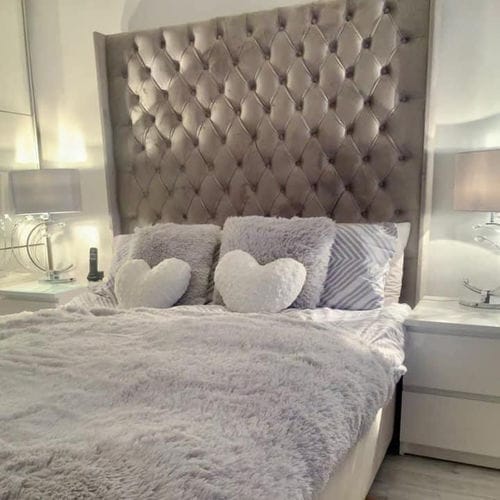 Customer photo review of Sutton Chesterfield Upholstered Wingback Bed