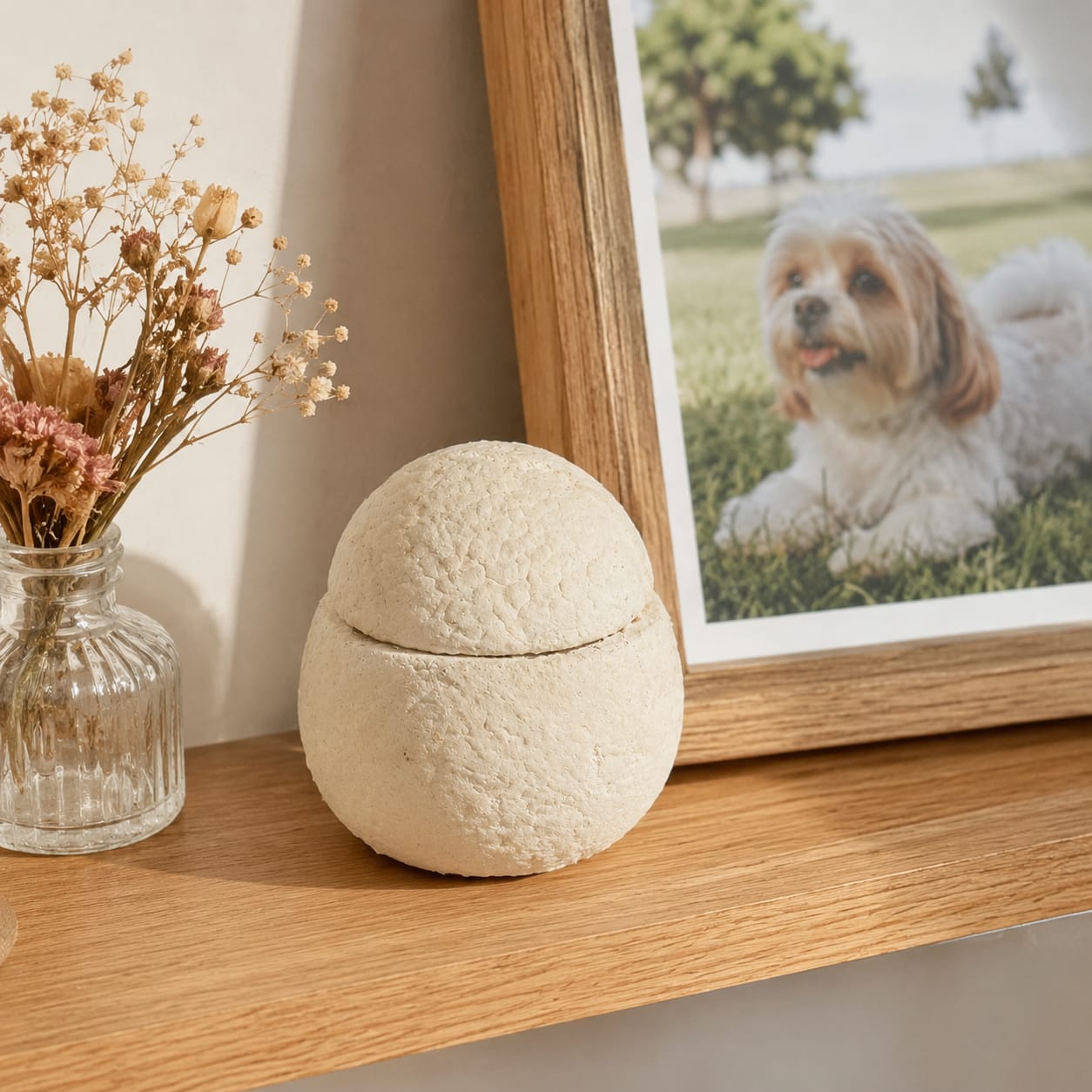 Customer photo review of LovFur™ Snowmelt Mycelium Pet Urn