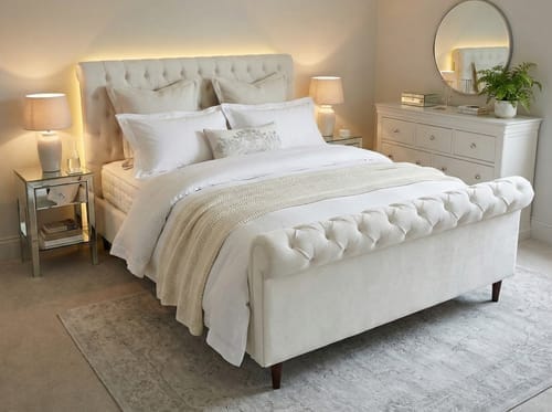 Customer photo review of Everleigh Chesterfield Scroll Sleigh Bed