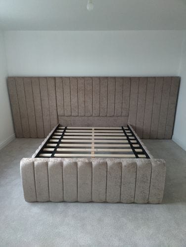 Customer photo review of Harper Wide Headboard Panelled Stripe Bed