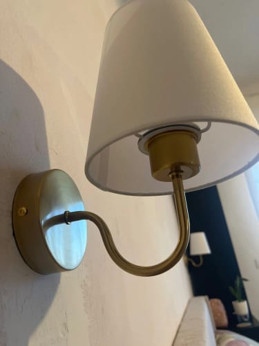 Customer photo review of Vintage Curved Arm Metal Wall Sconce with Fabric Conical Shade