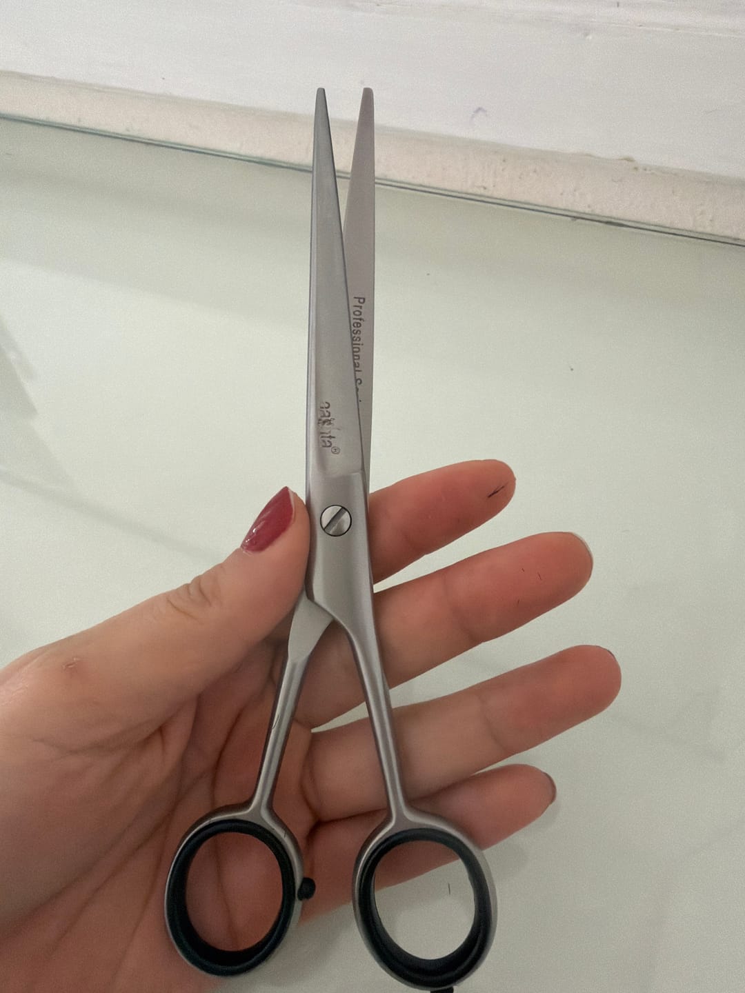 Customer photo review of Aashta - Tijeras Profesionales Plateadas acero inoxidable 7 pulgadas