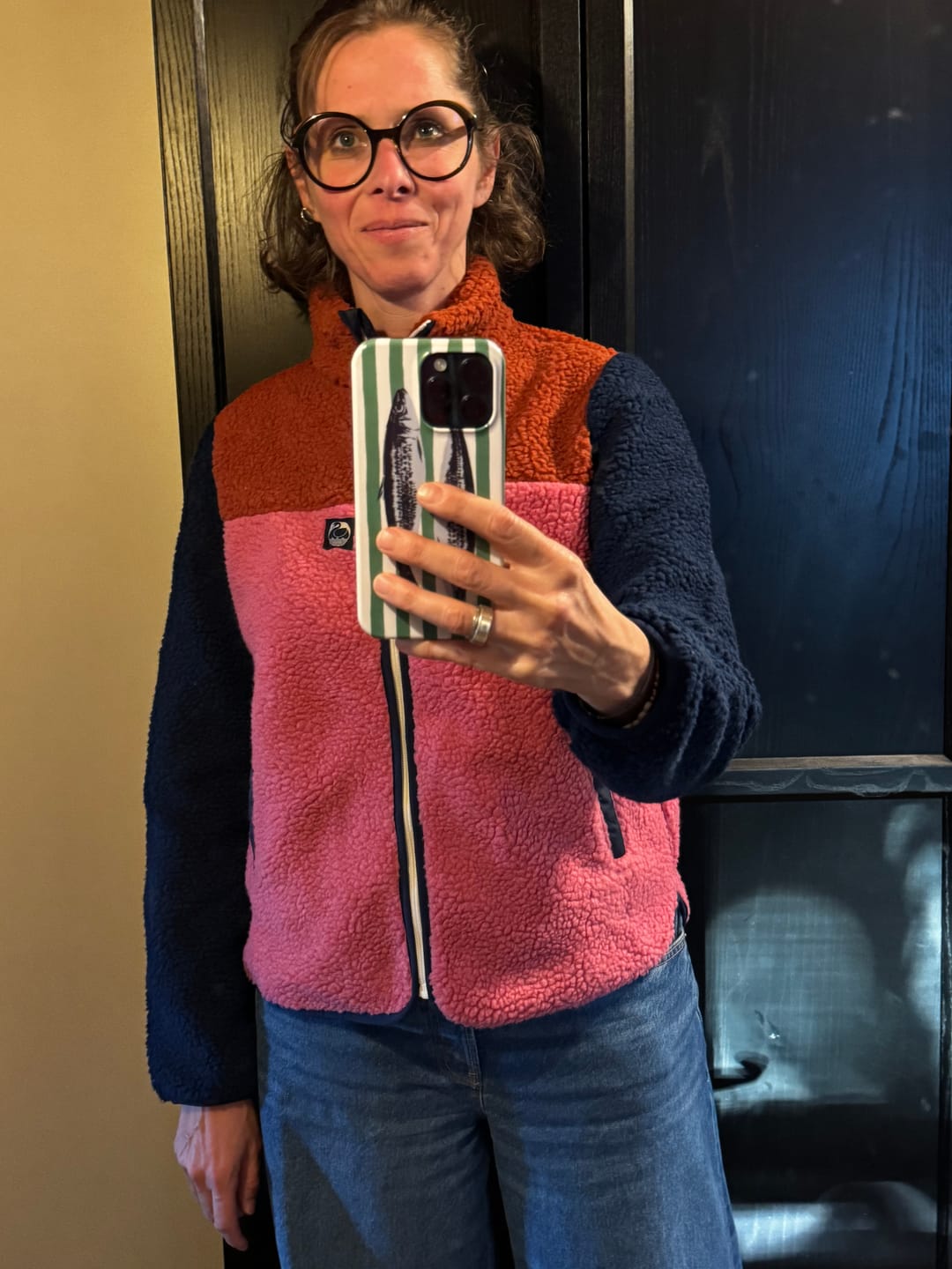 Customer photo review of Jacke - Danebirk Fleece Zip-Up Chili/Soft Cherry/Dark Navy