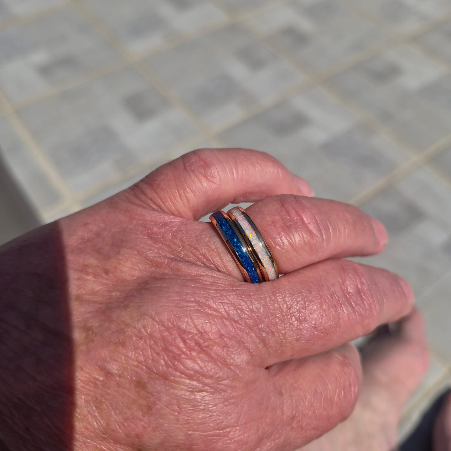 Customer photo review of The Rose Gold White Opal 4mm Wonder Ring