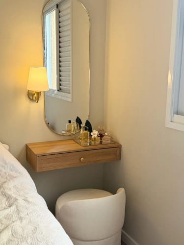 Customer photo review of Vintage Curved Arm Metal Wall Sconce with Fabric Conical Shade