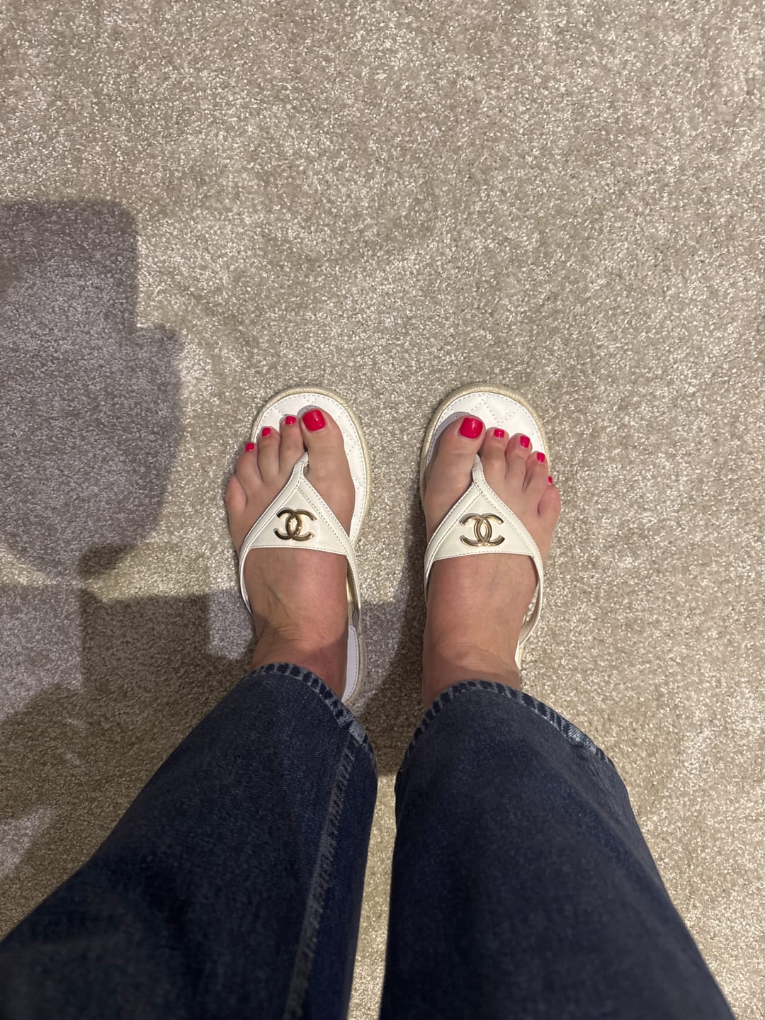 Customer photo review of CC 25 Flip Flop Sandals Calfskin Espadrilles
