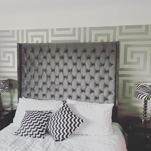 Customer photo review of Sutton Chesterfield Upholstered Wingback Bed