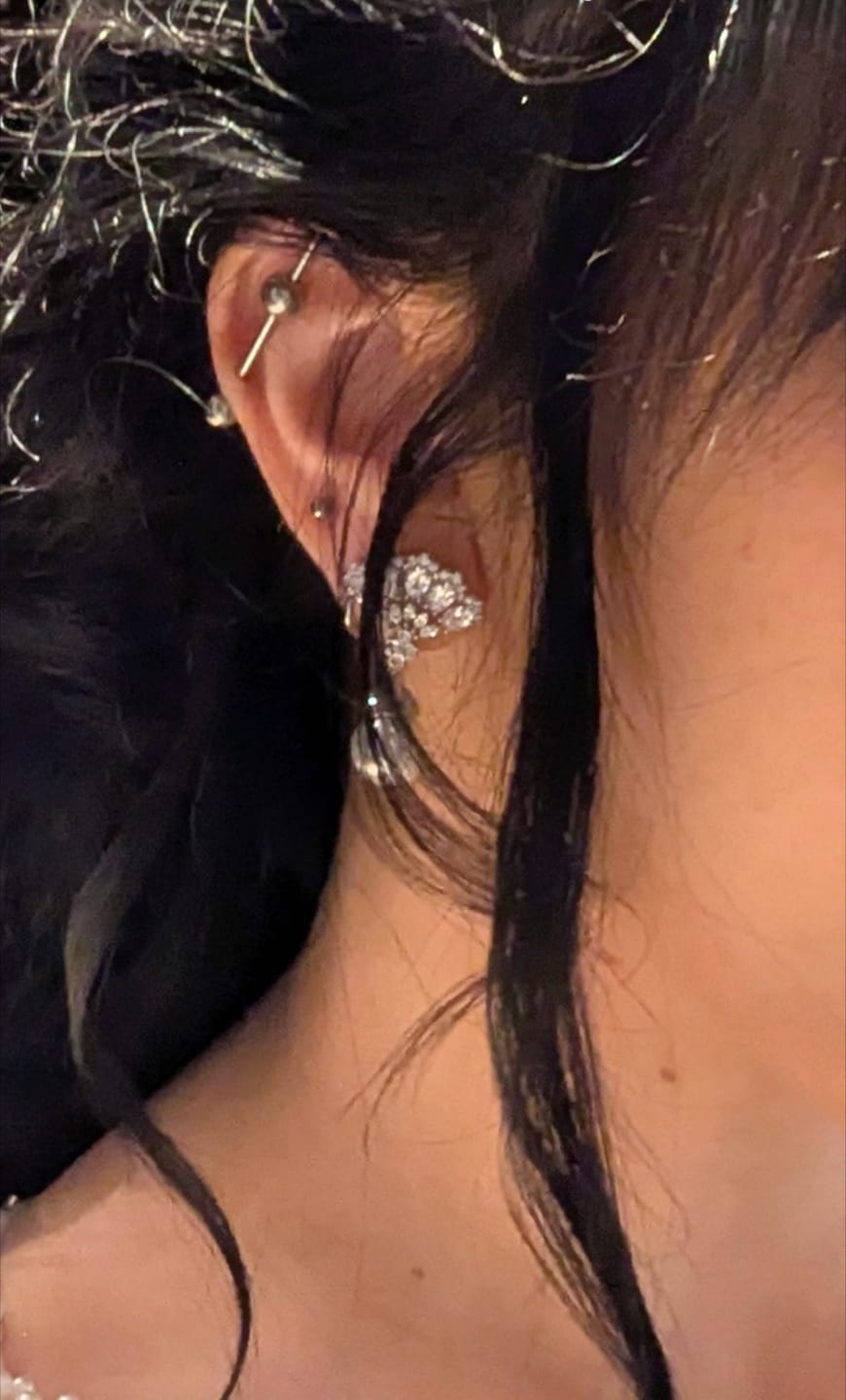 Customer photo review of Crystal Lace Pearl Earrings