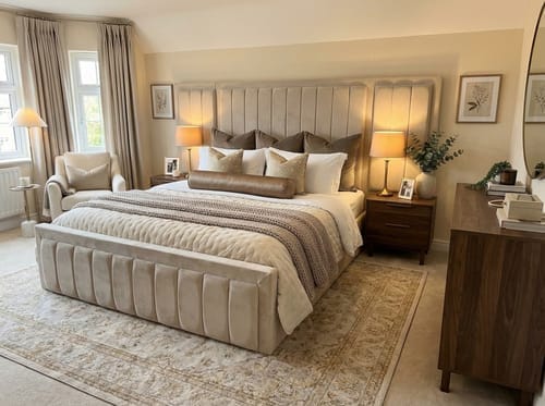 Customer photo review of Harold Wide Headboard Panelled Stripe Bed