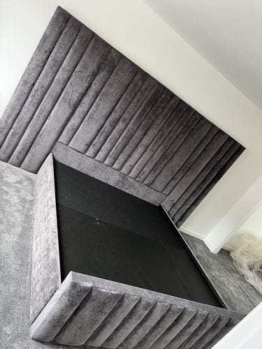 Customer photo review of Mary Wide Headboard Panelled Stripe Bed
