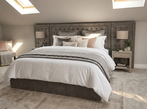 Customer photo review of Bumber Bella Wide Headboard Fabric Chesterfield Bed