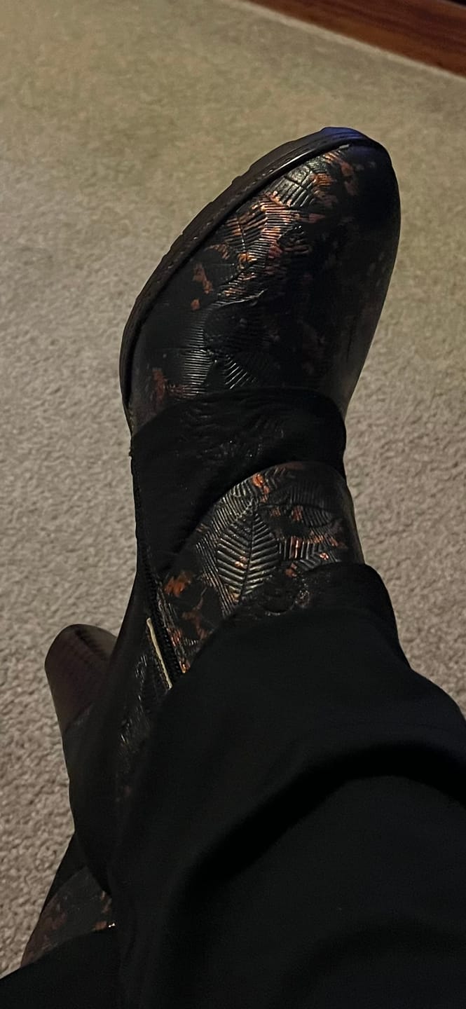 Customer photo review of Handmade Floral Embossed Ankle Boots