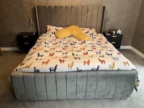 Customer photo review of Piper Stripe Panel Lined Bed