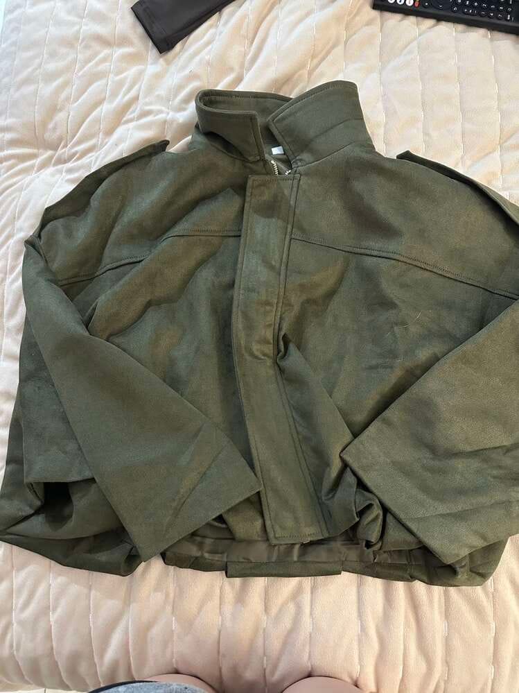 Customer photo review of Oversized Cropped Bomber Jacket
