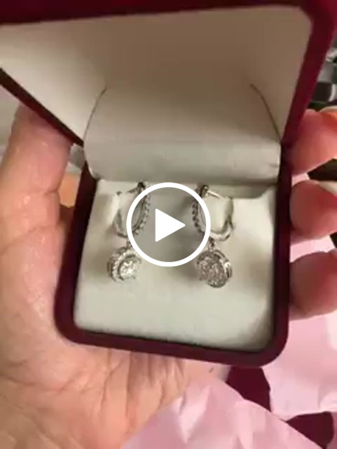 Customer video review of Round Halo Drop Moissanite Earrings